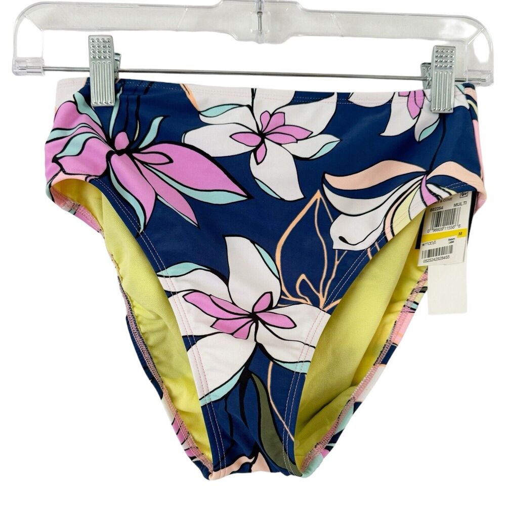 NWT Salt + Cove Blue Large Floral Bikini Swimsuit Bottom Size Medium